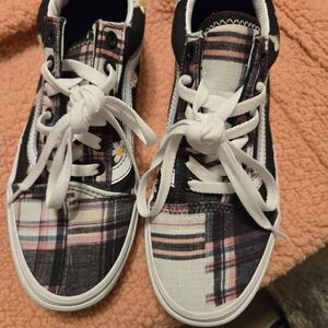 Vans Women's Plaid Daisy Lace-Up Sneakers - Black & Pink